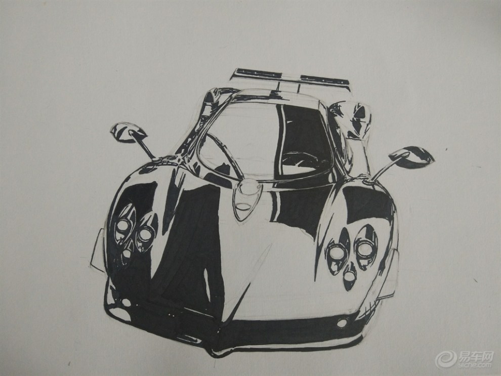 【【手绘汽车季】帕加尼zonda f】_画汽车社区图片