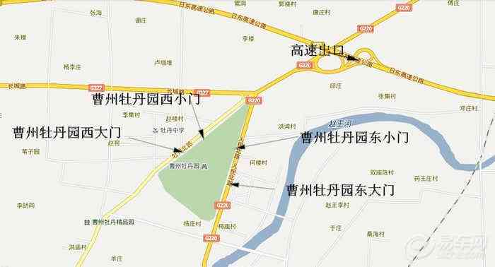 【菏泽市区路线图】 曹州牡丹园:(面积最大)