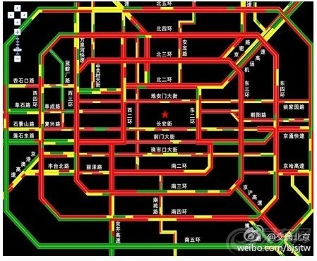 【最新北京路况交通图!记住躲开红色路段!方可