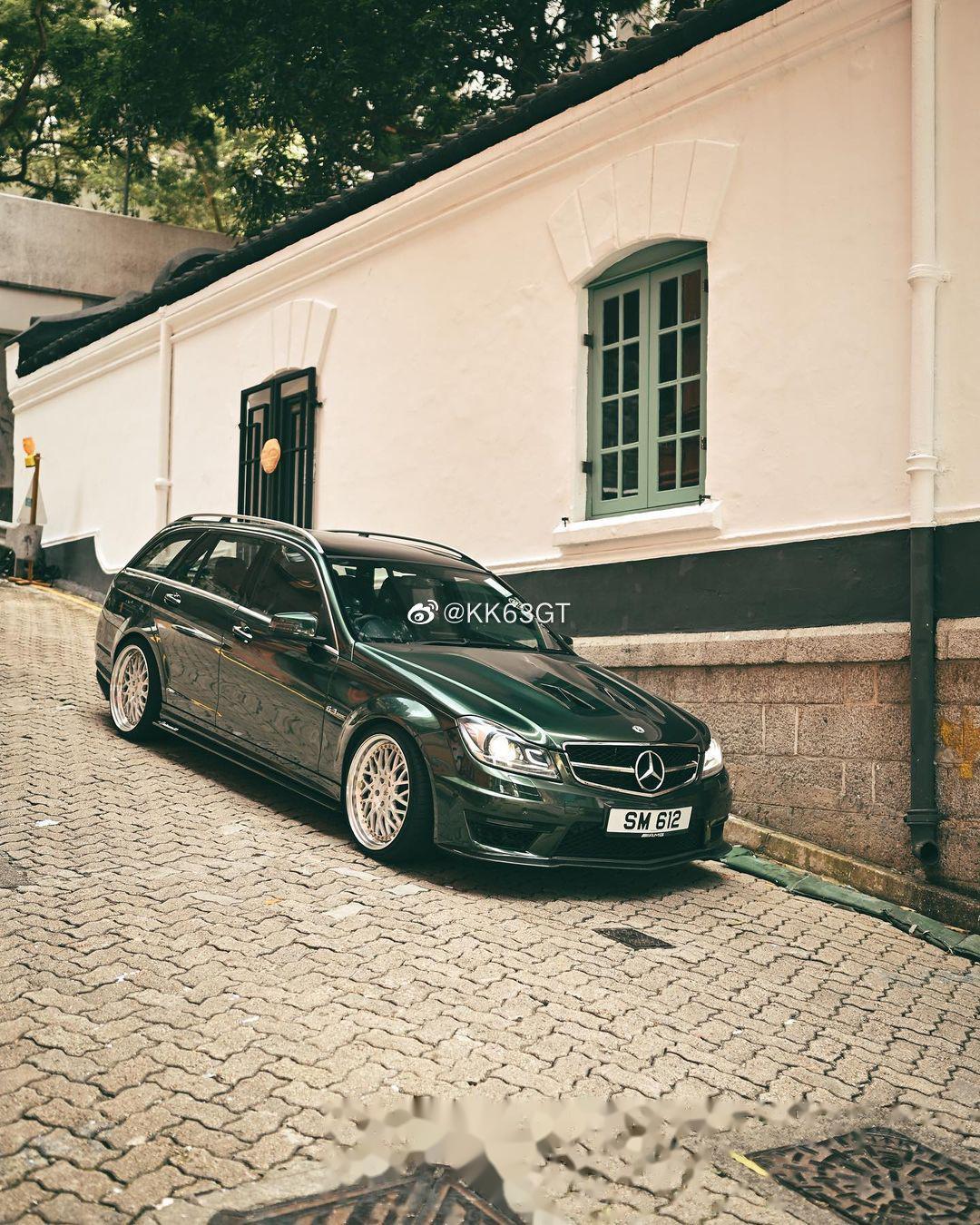 hk湾仔, 绿色c63 amg 旅行车w204 梅赛德斯奔驰