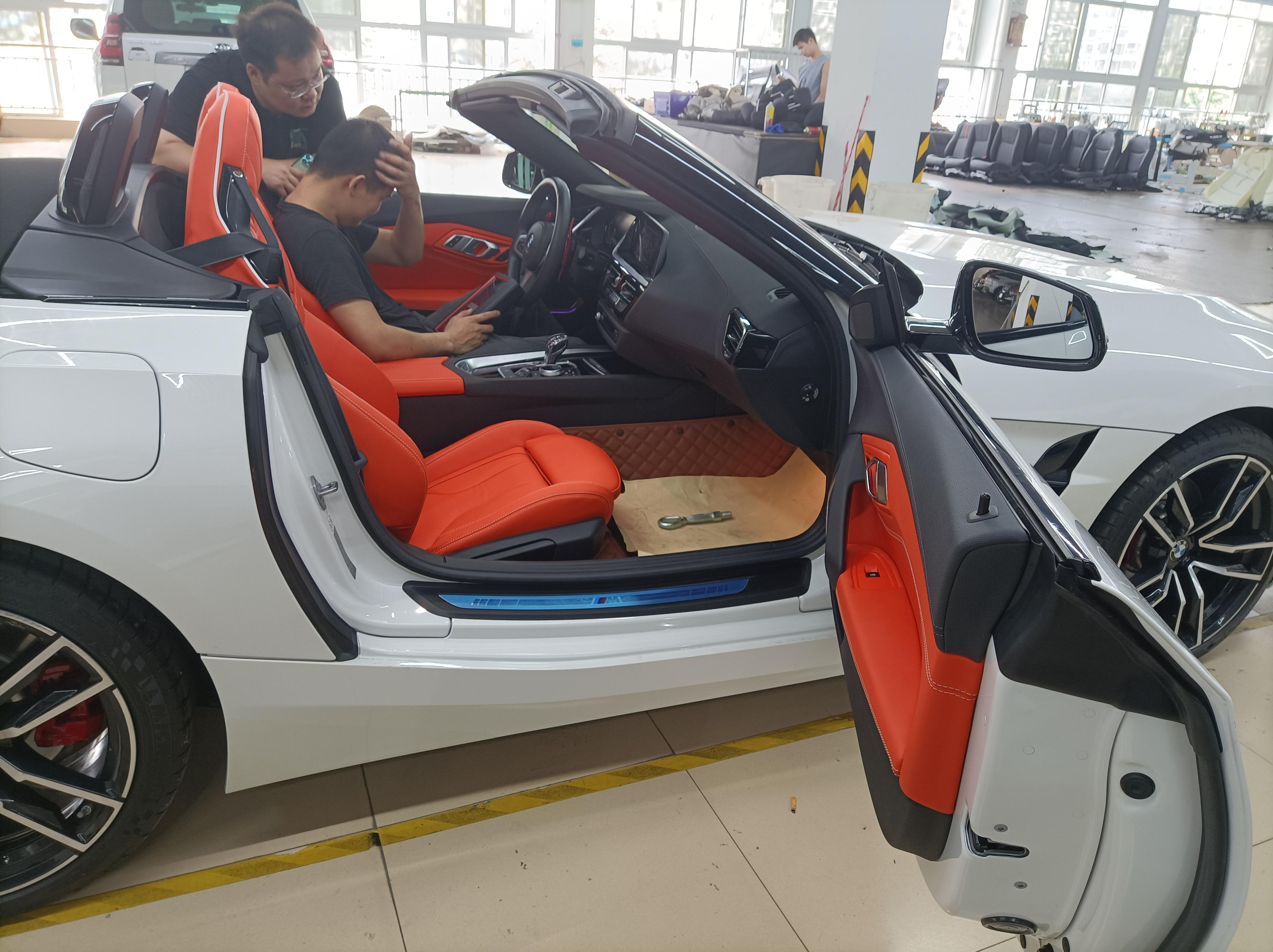 宝马z4改橙色内饰#汽车座椅真皮##汽车内饰改装##汽车座椅真皮