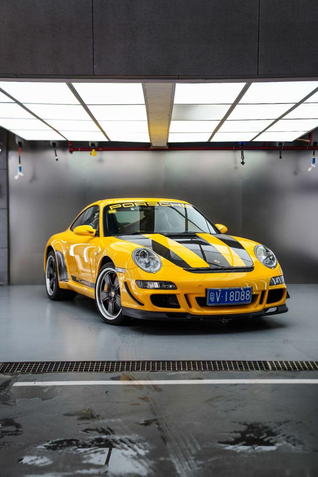 捷车会保时捷会所# 997改色贴膜,碳纤维机盖,复古