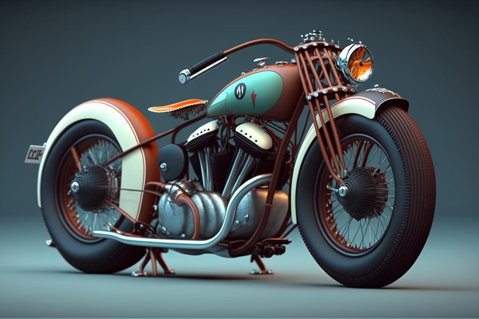 复古摩托车设计 ai平台:midjourney