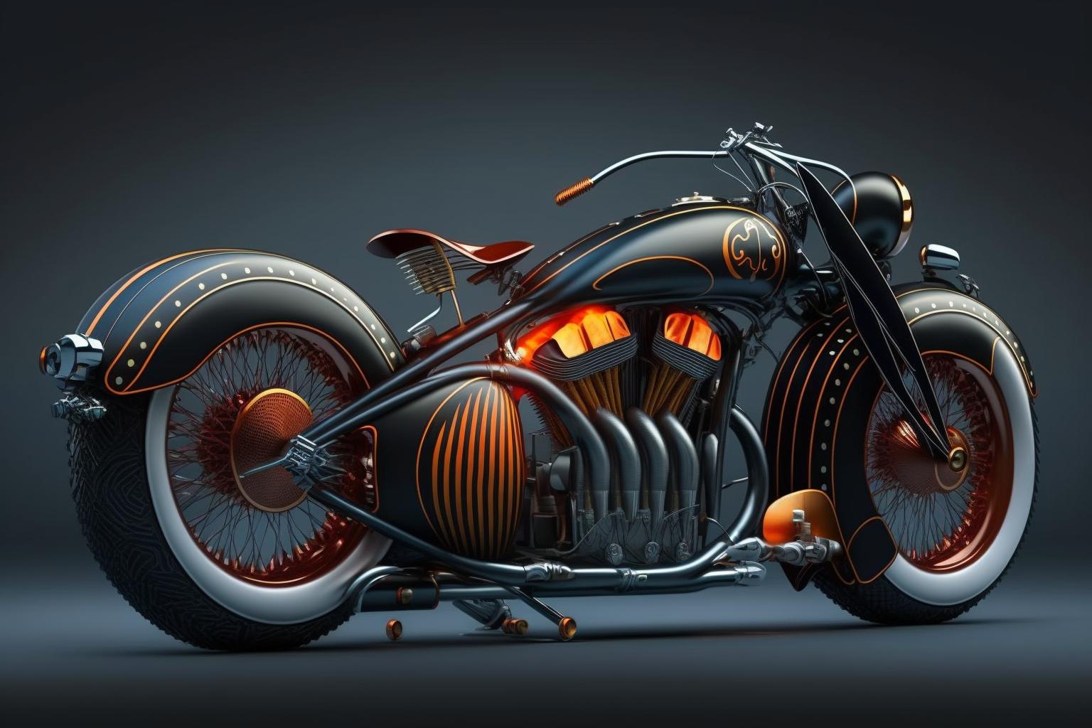 复古摩托车设计 ai平台:midjourney
