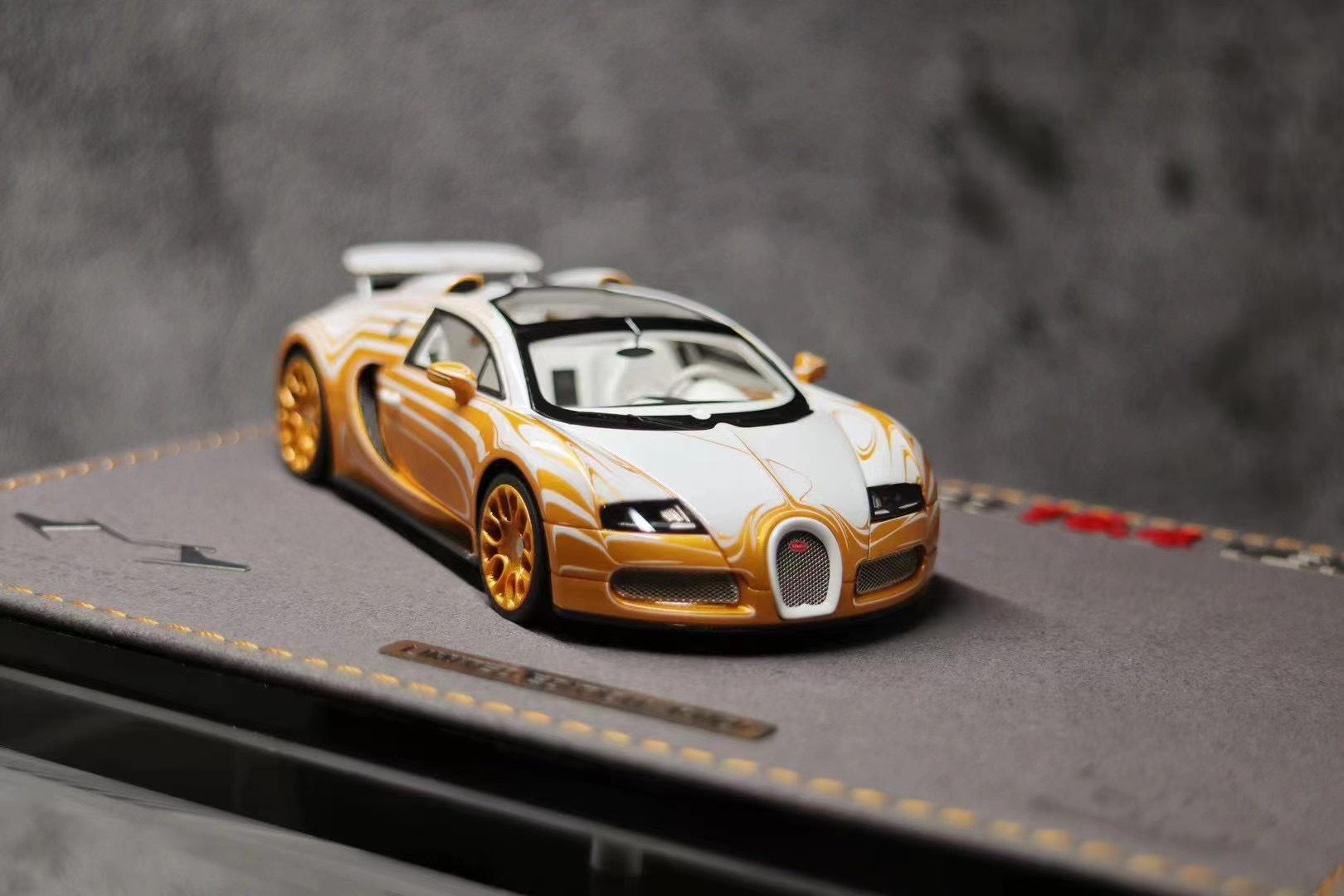 汽车模型 hh&godwealth 1/43 布加迪 蓝白陶瓷龙 限量_汽车杂谈