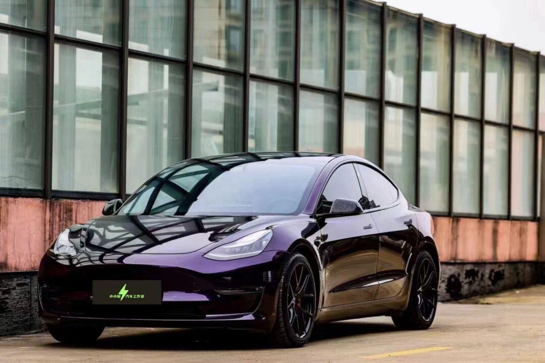 特斯拉 model3 无法拒绝的高级金属午夜紫.