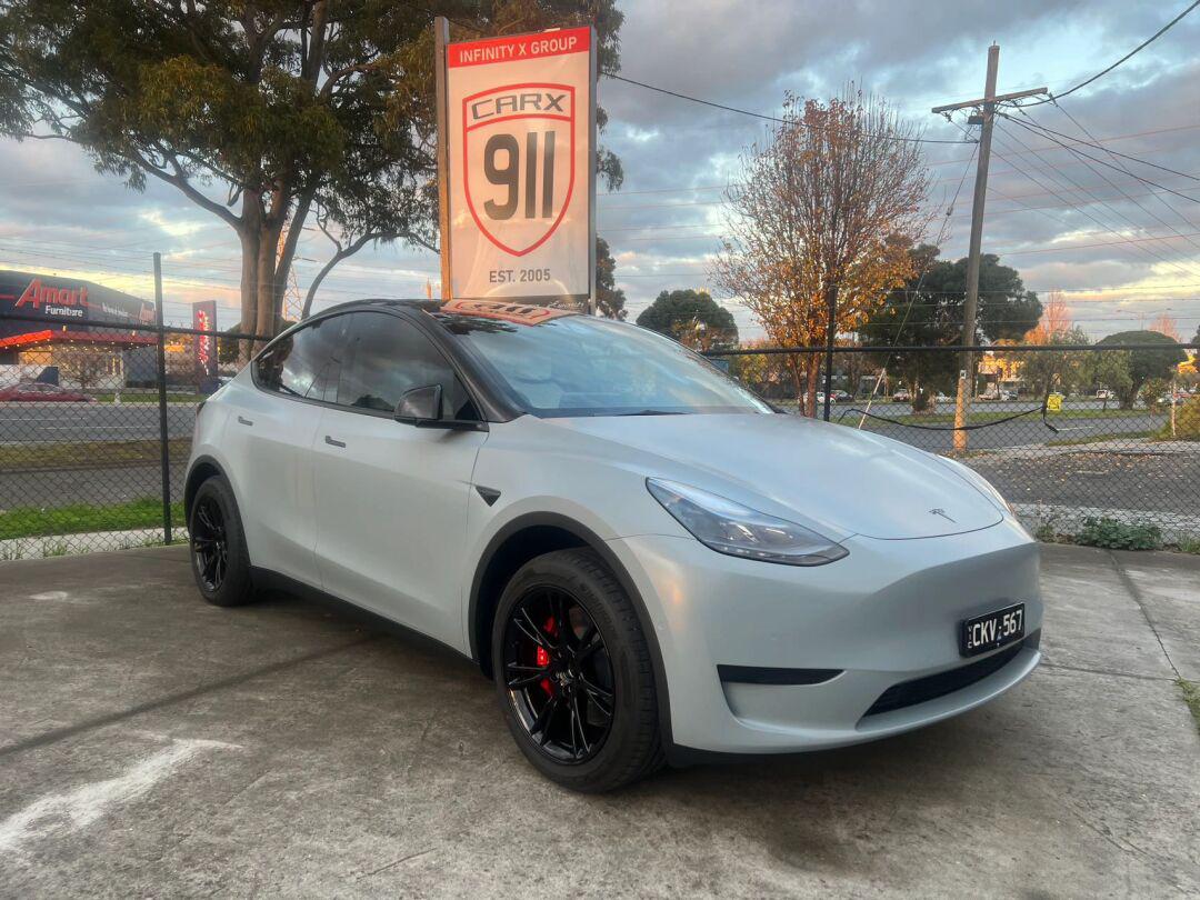 特斯拉model y全车改973m 半哑光军舰灰