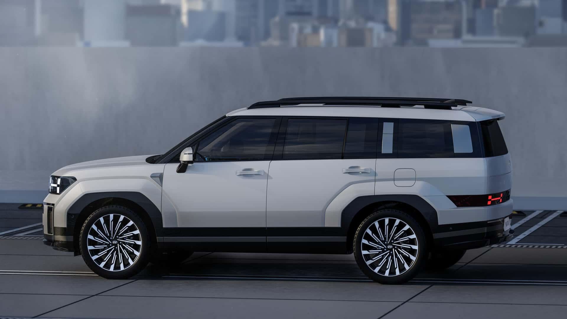 现代圣达菲进入第五代,新中型suv采用了令人耳目一新的方形造型和带有