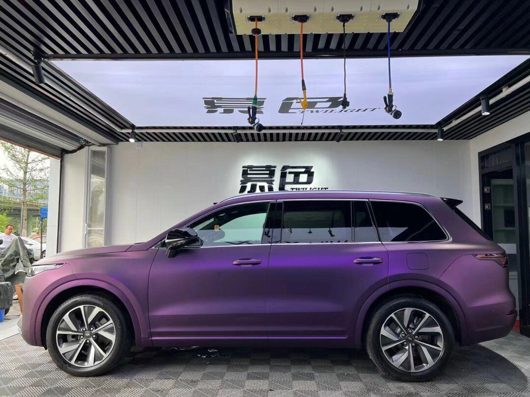 成都汽车贴膜推荐理想one|消光黑比诺紫94