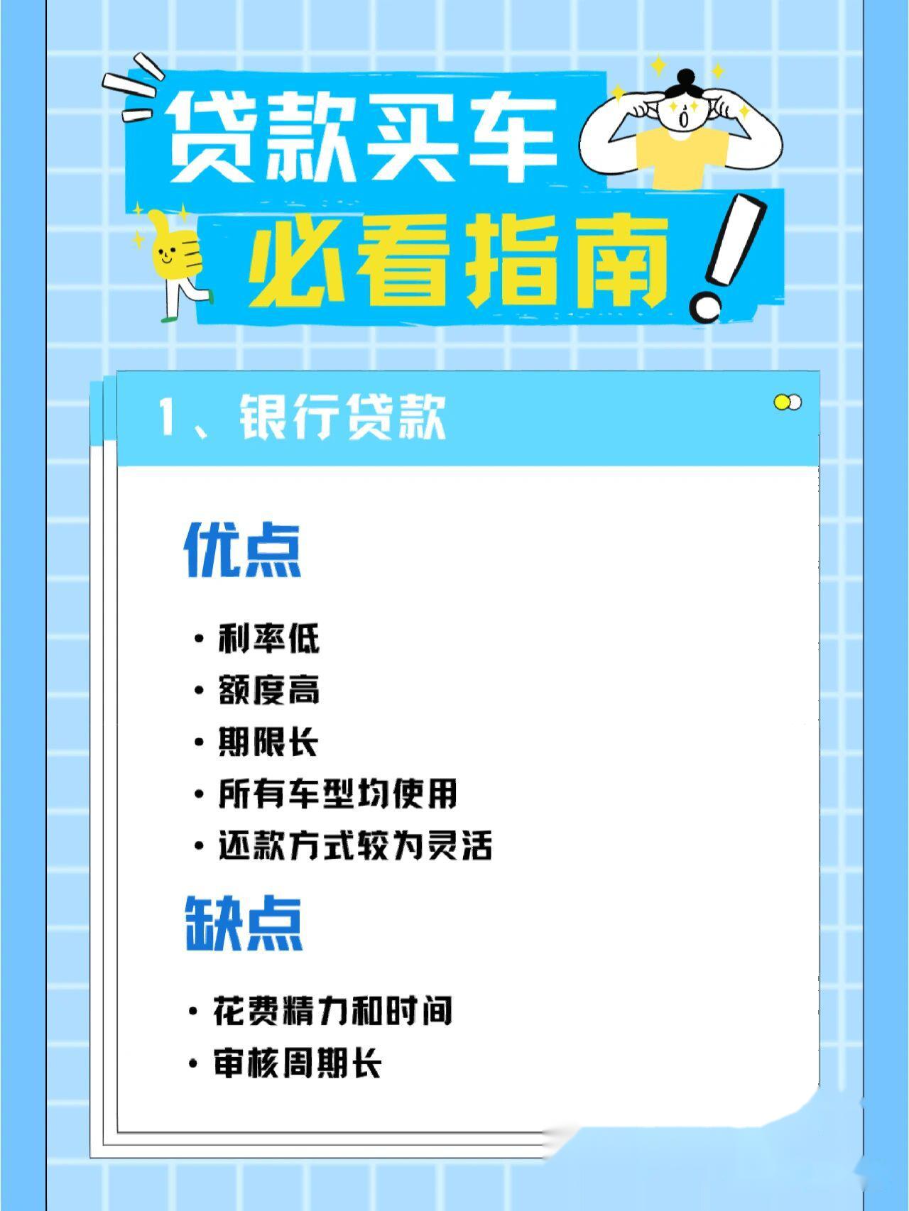 贷款买车必看指南！ 👀目前市面上主要有银行贷款、信用卡分期、汽车金融公司贷款三
