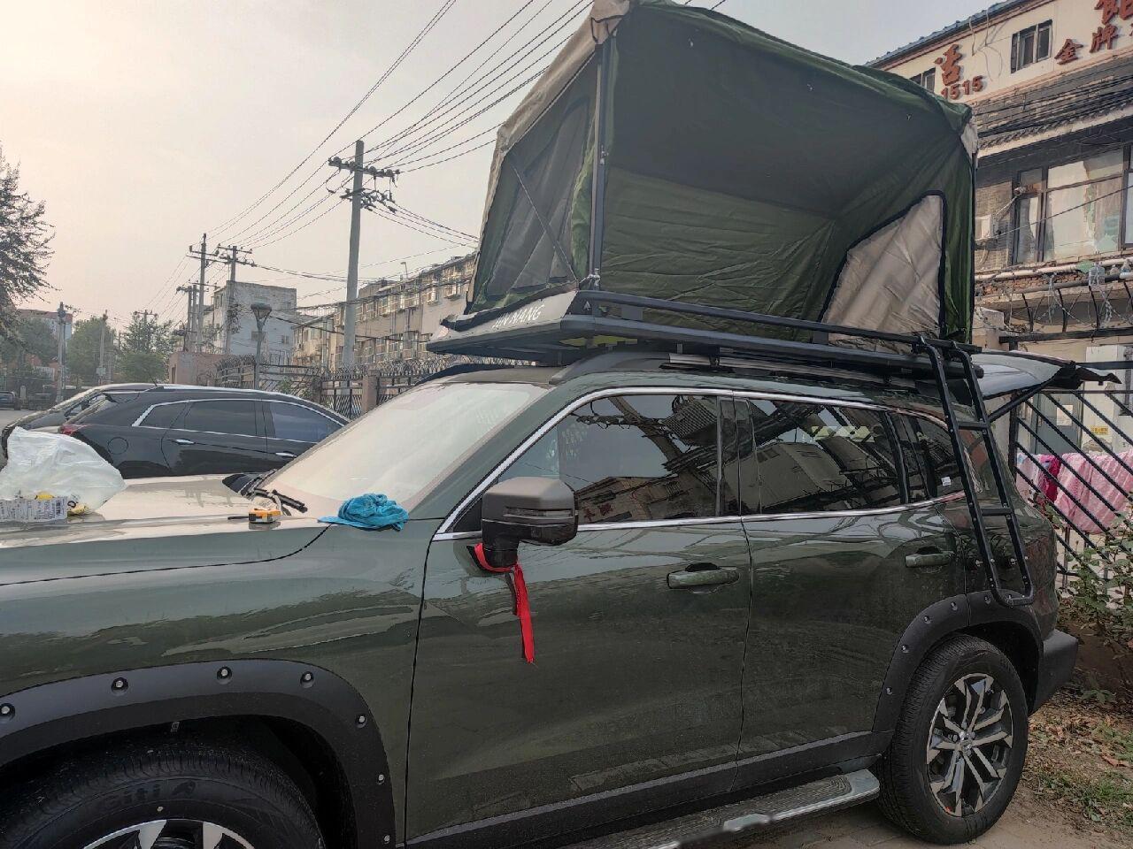 行李架,车边帐篷 我的是哈弗大狗追猎版,加装锦囊行李架,带侧边天幕