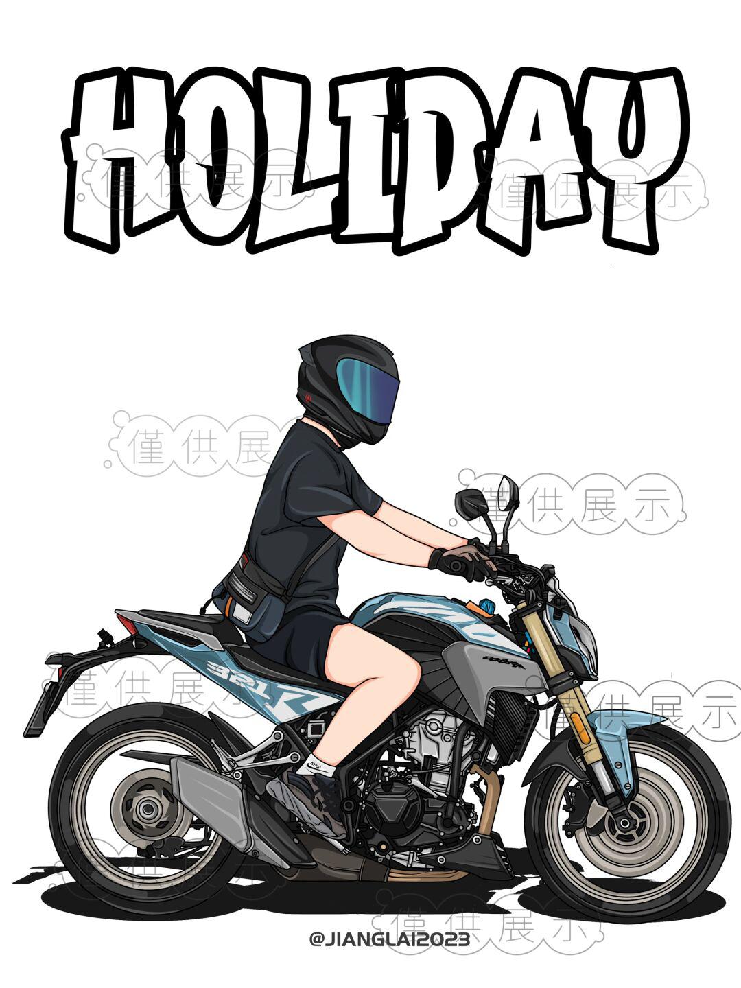 帅气机车骑士7815手绘摩托车插画头像壁纸