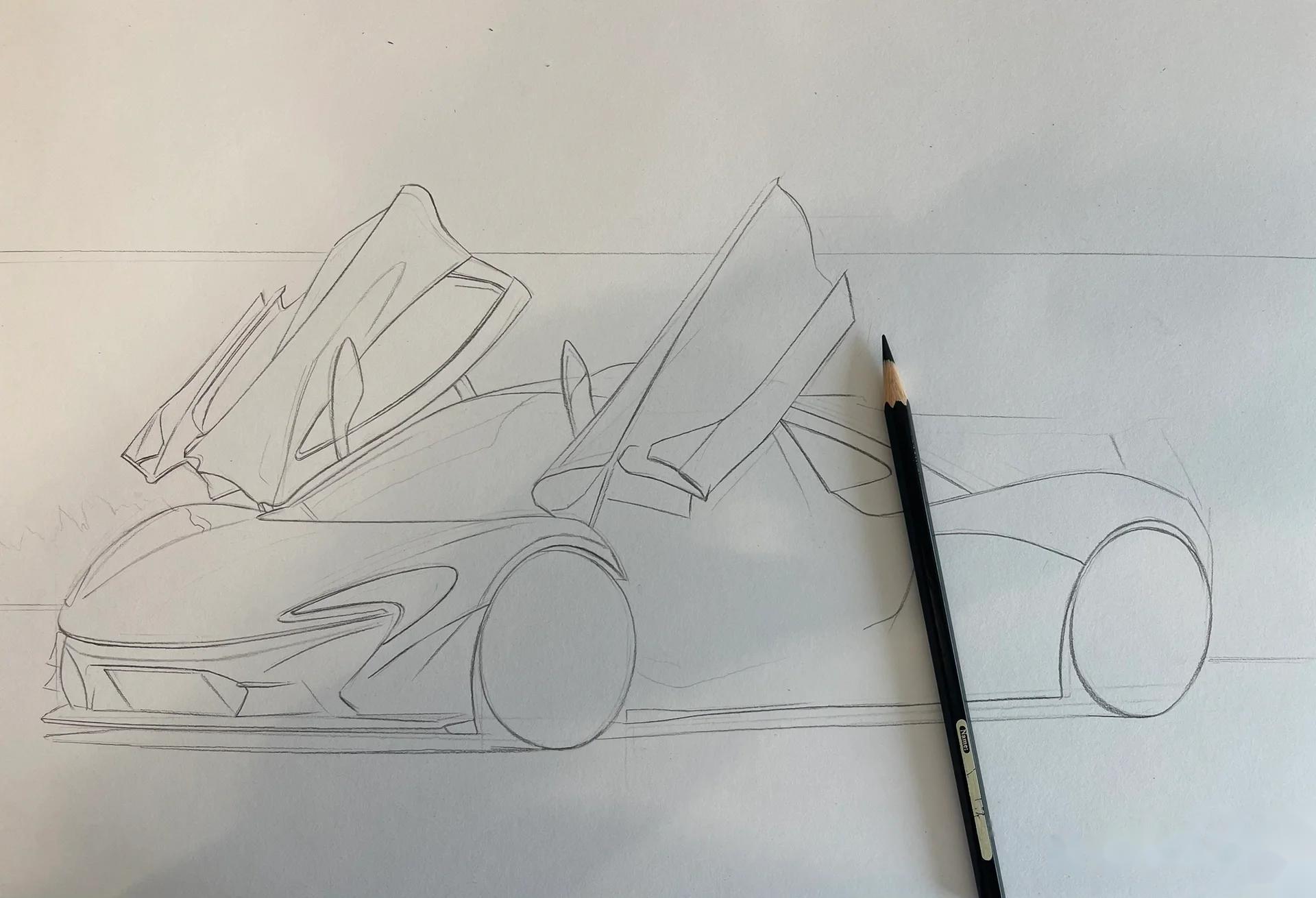 三神车系列第二弹——手绘迈凯伦 p1 gtr p1 曲线太多了 线稿表示很