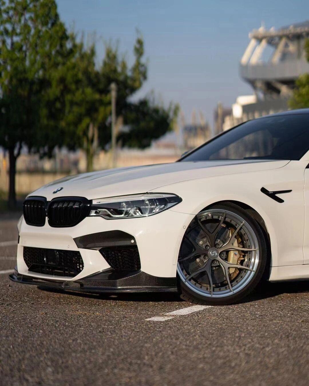 宝马m5/f90前期改装碳纤维小包围空力套件案例 f90前期m5 3d款前唇 f