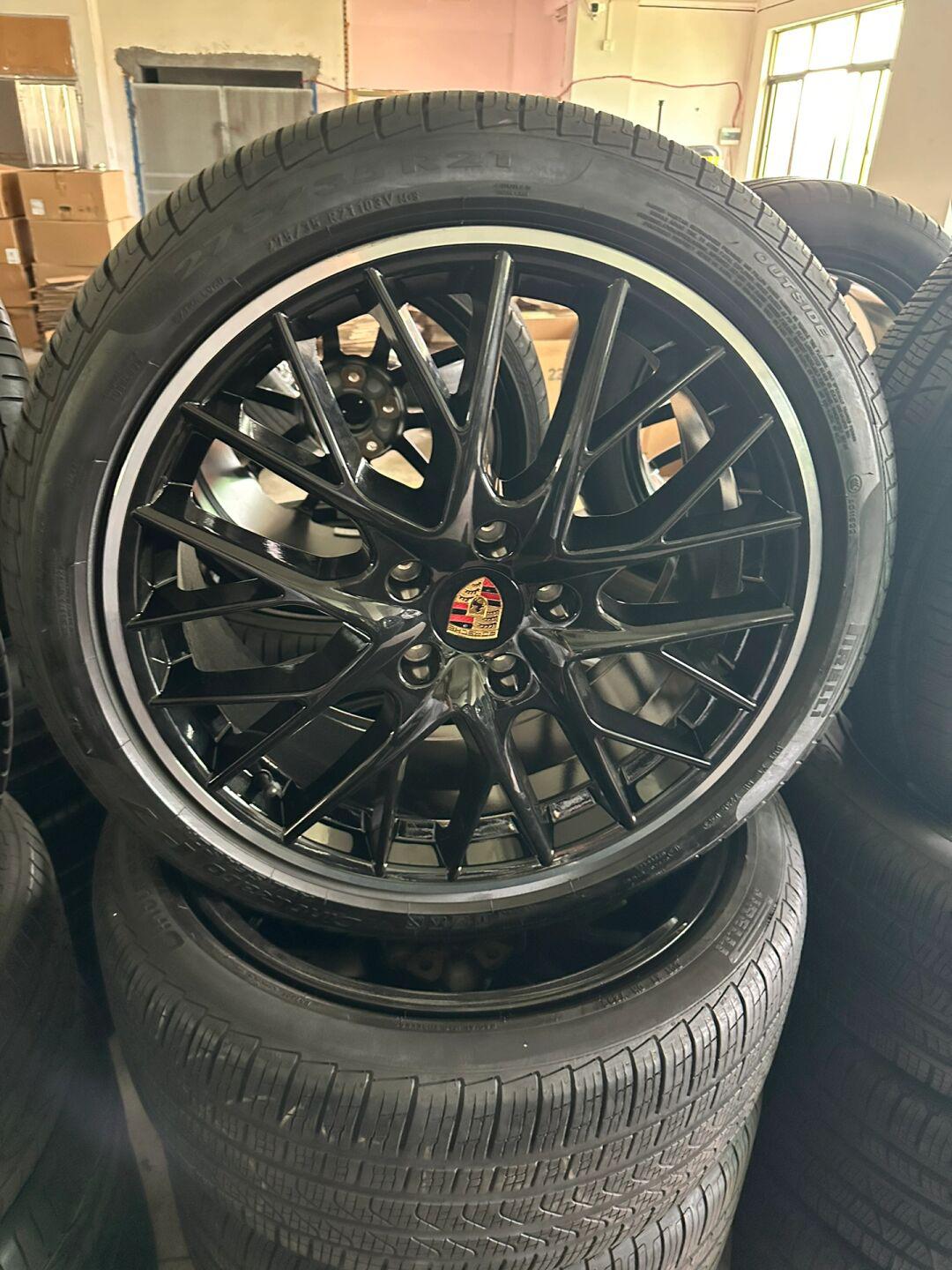 21寸保时捷帕拉梅拉黑色鸟巢拆车轮毂带胎