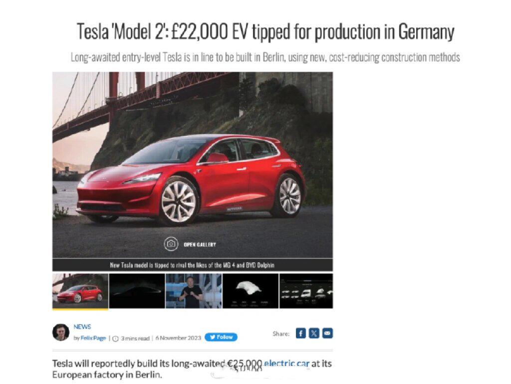 特斯拉model2将上市,要与比亚迪大战?