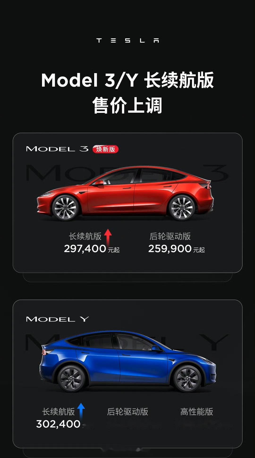 11月9日起对model 3和model y长续航版的价格进行上调,可能随后也会