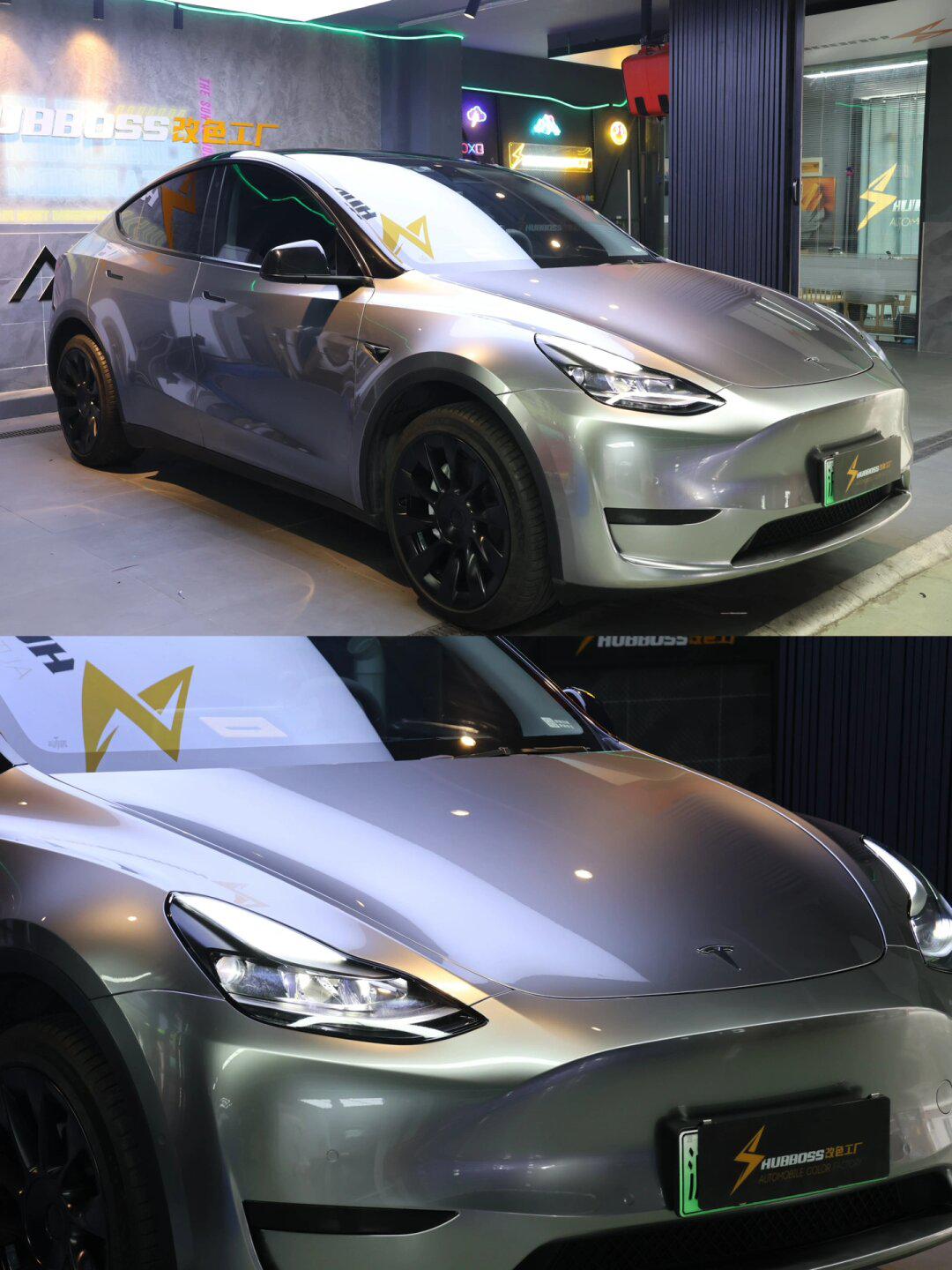 特斯拉改色液态金属银,有多帅点进来看6015_model y社区_易车社区