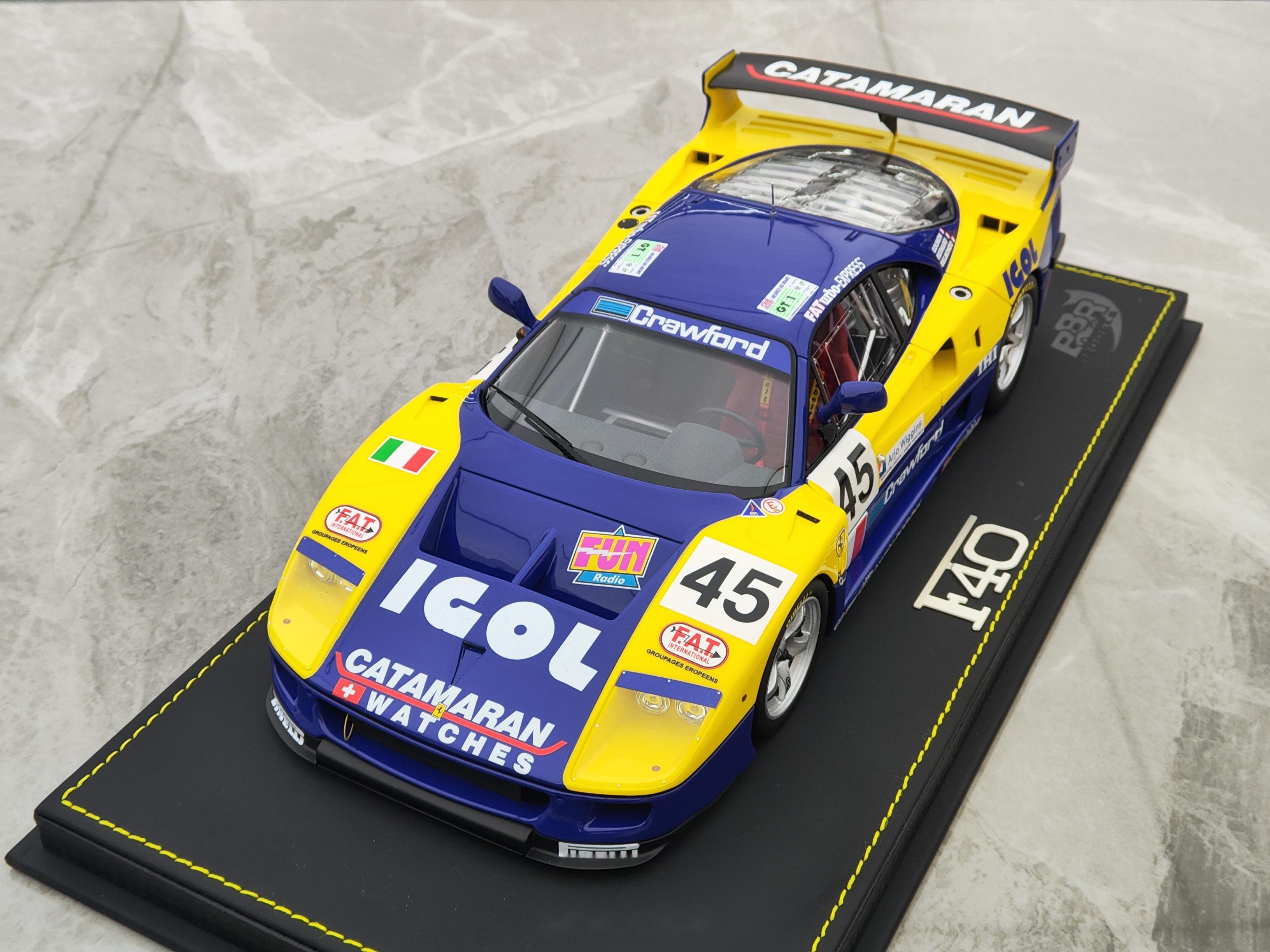 bbr 1/18 法拉利f40 lm 蓝黄 45号