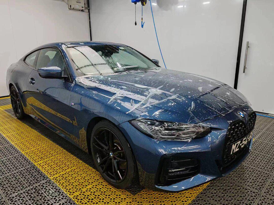 澳车北上|宝马4系局部喷漆后再贴车衣保护