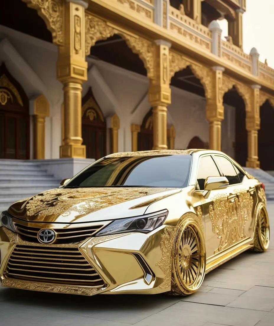 ai纯金打造丰田凯美瑞中东石油土豪专属果然金色的看起来就是很华丽