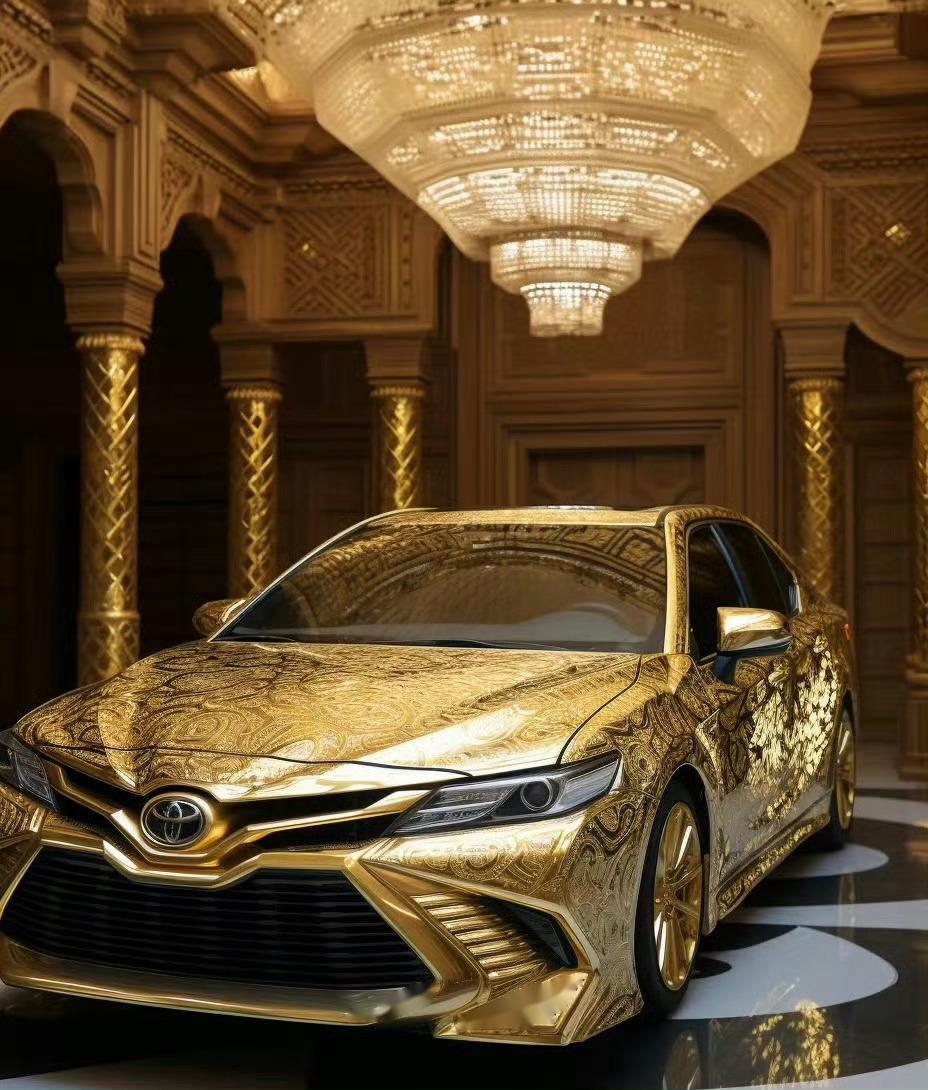 ai纯金打造丰田凯美瑞中东石油土豪专属果然金色的看起来就是很华丽
