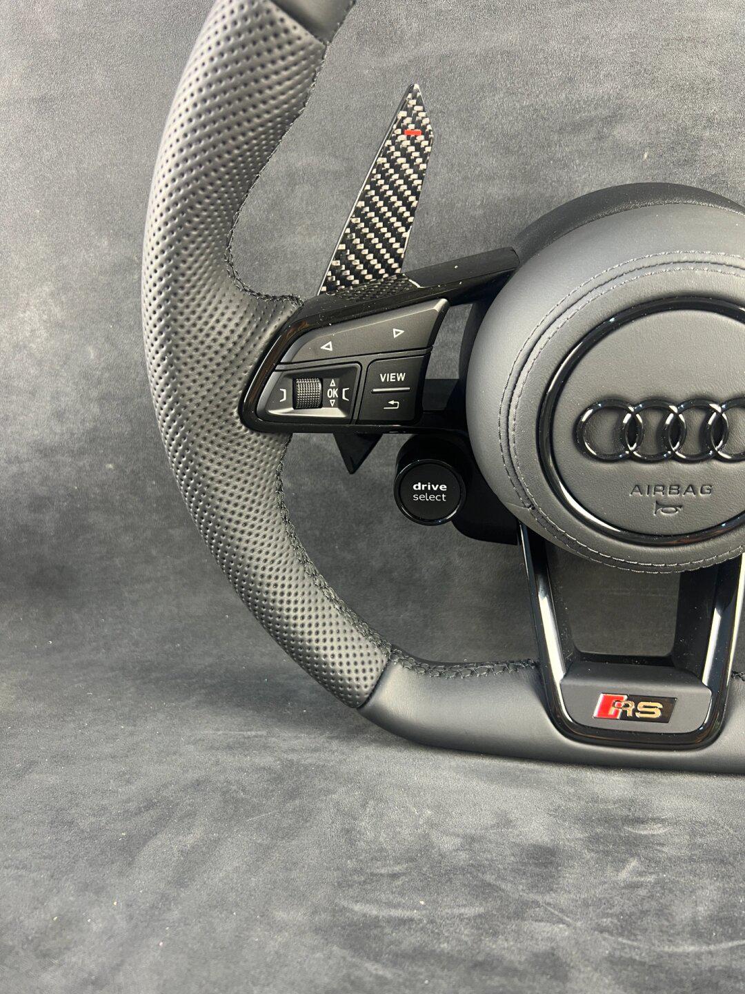 奥迪rs方向盘,打孔皮平底运动款方向盘,老款改新款r8方向盘,一键启动