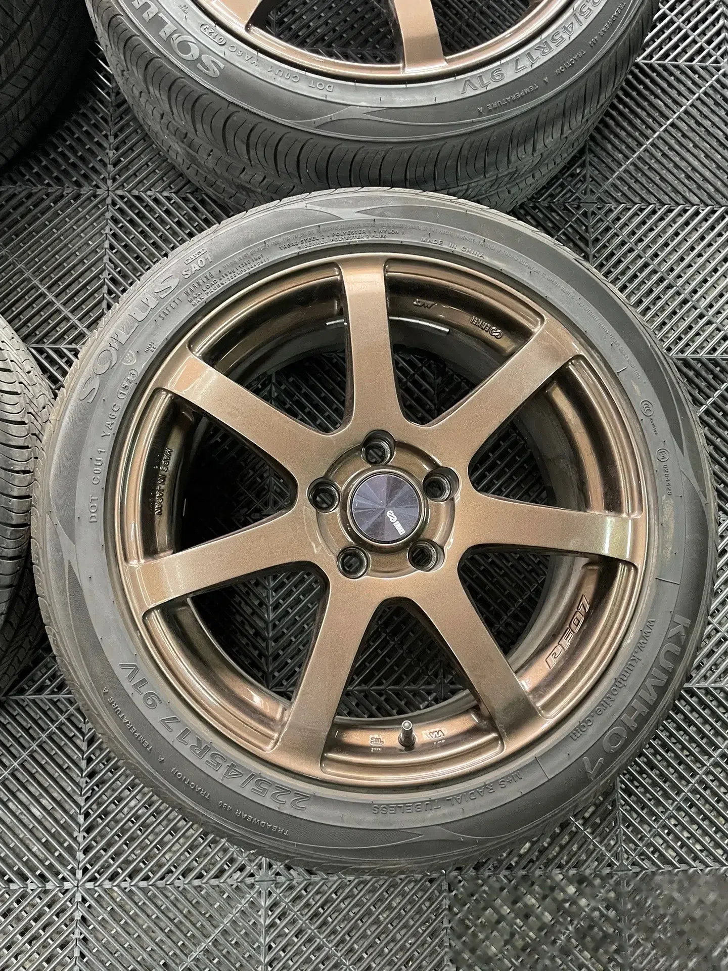 正品9591日本制造enkei pf07轻量化mat轮毂轮胎一套,5×112孔距