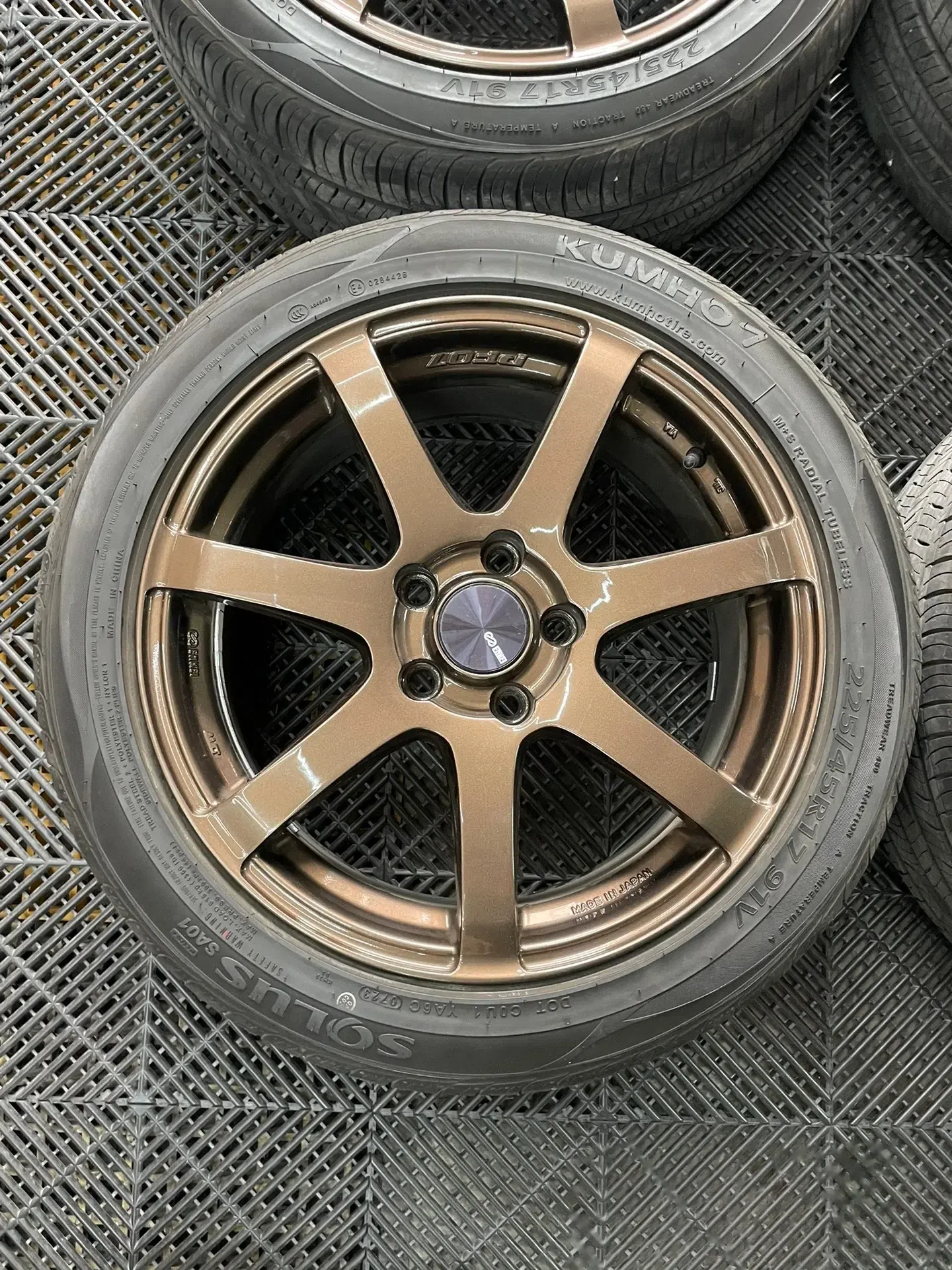 正品9591日本制造enkei pf07轻量化mat轮毂轮胎一套,5×112孔距