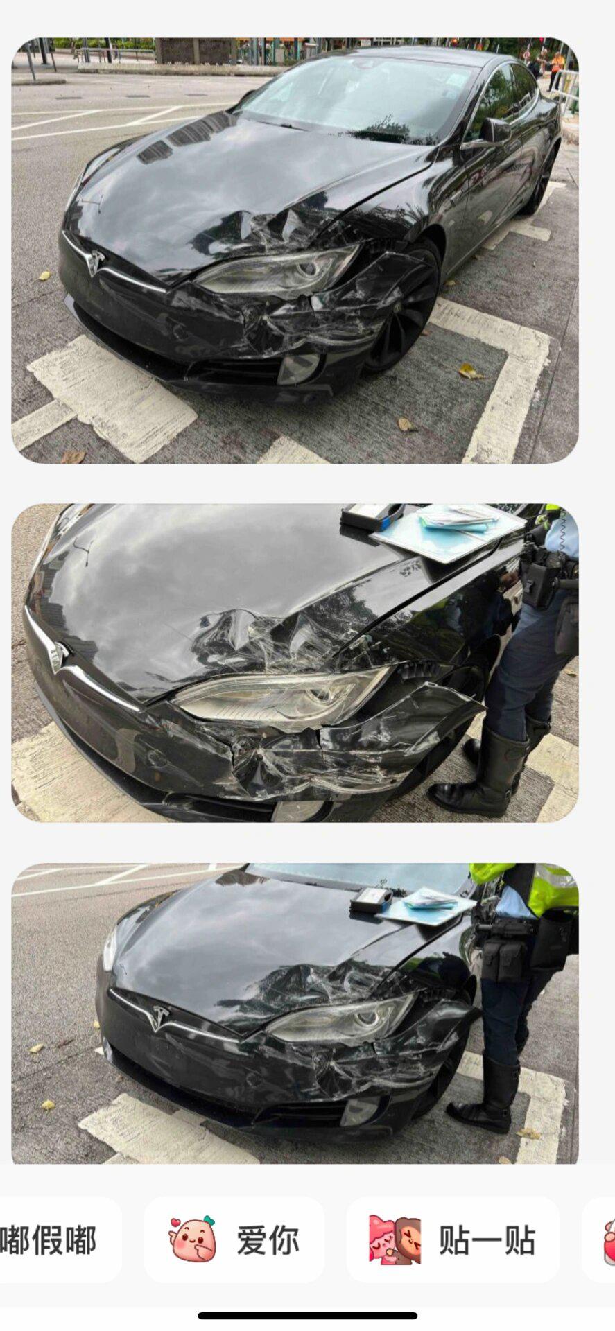 港车北上|特斯拉models左前车头事故维修