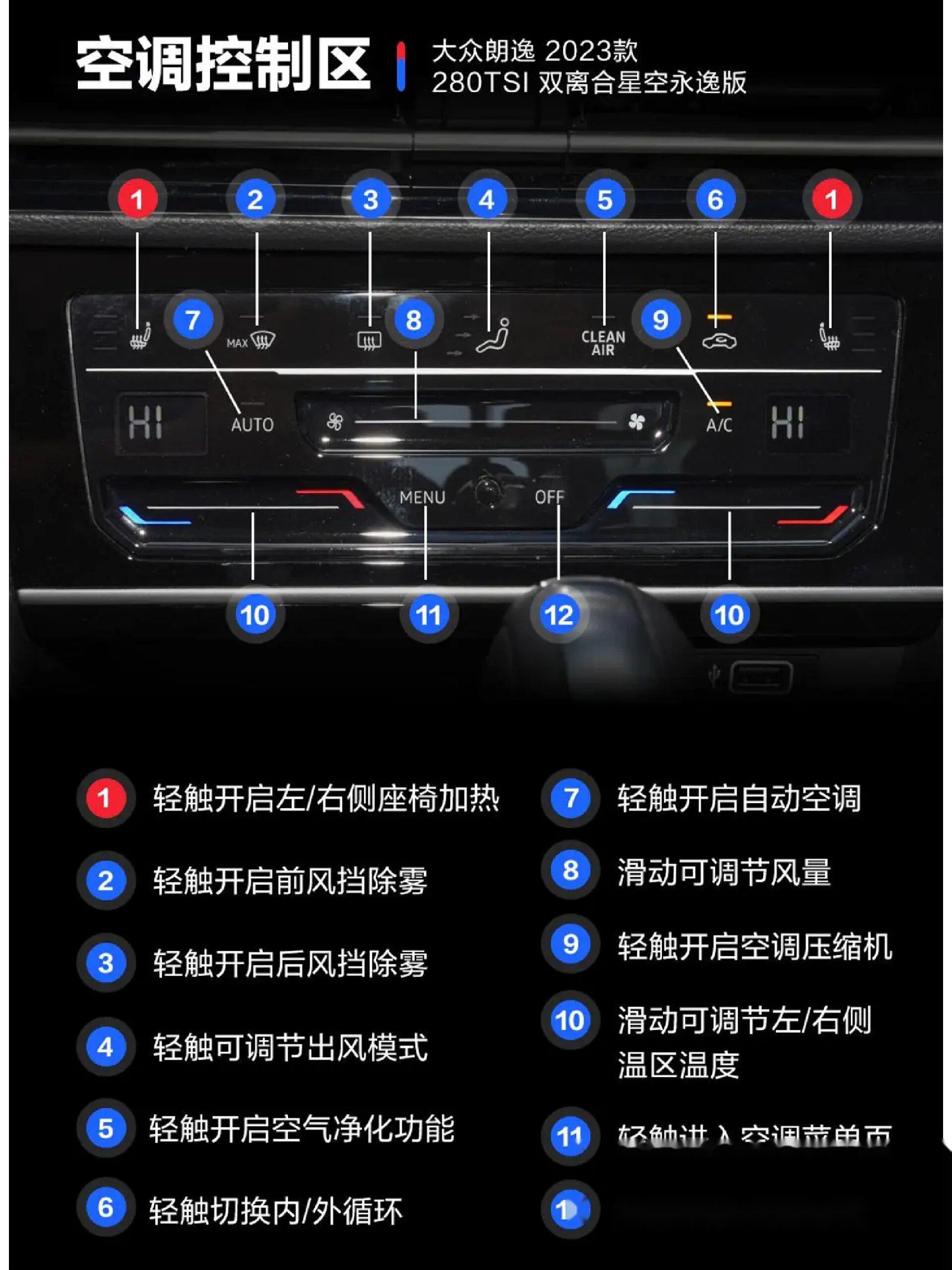 上汽大众-朗逸plus 按键,功能图解