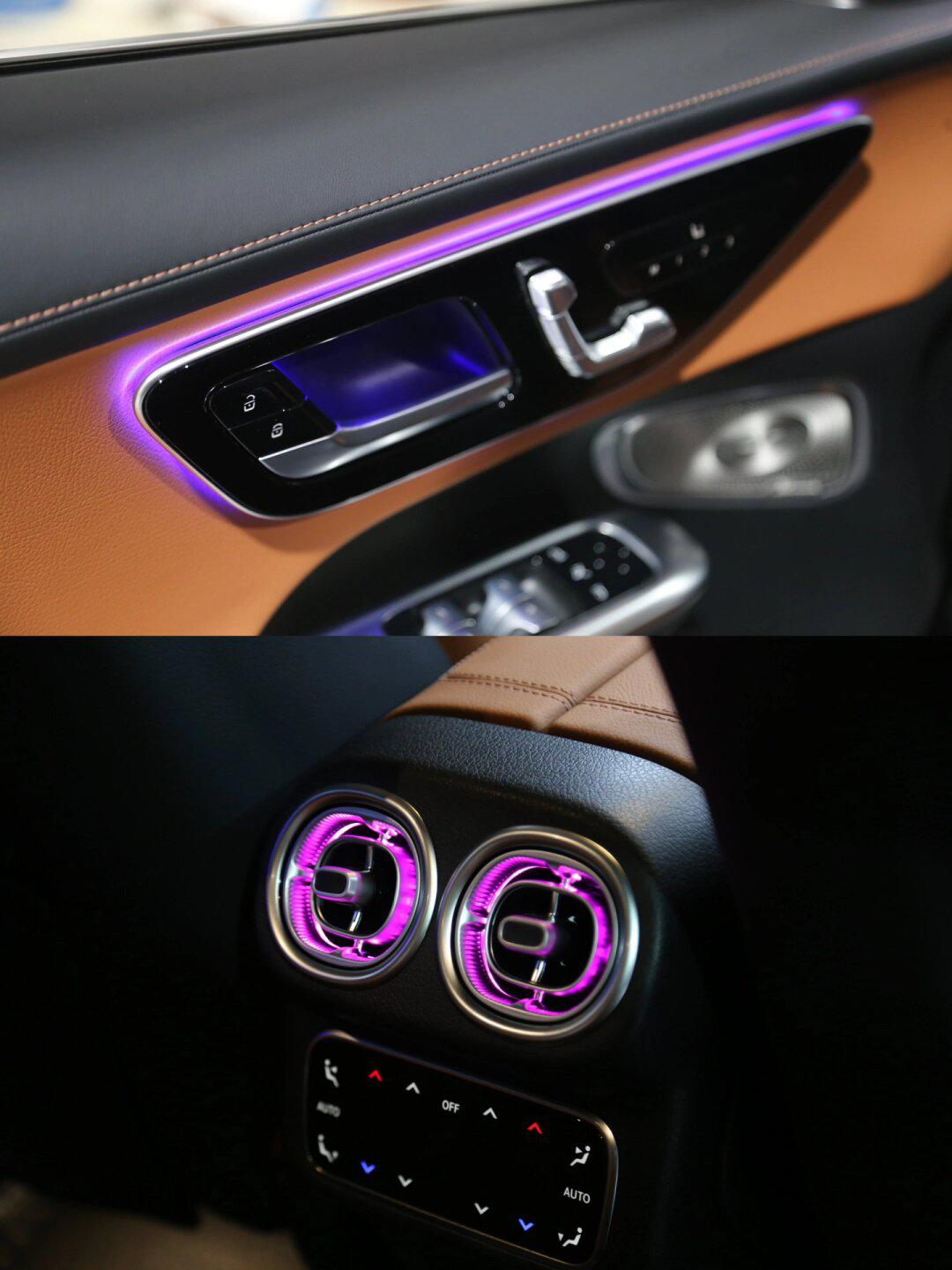 23款奔驰glc升级氛围灯 发光出风口