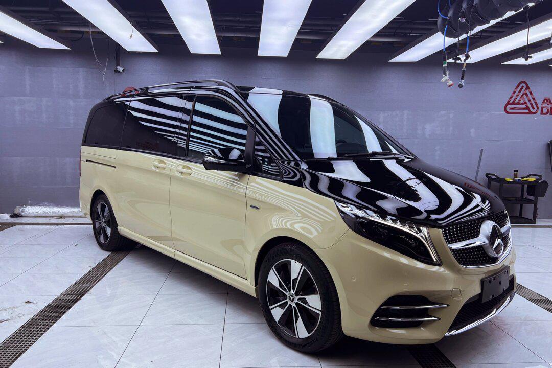 奔驰v260改色双拼卡其米兰改色9907很难不爱