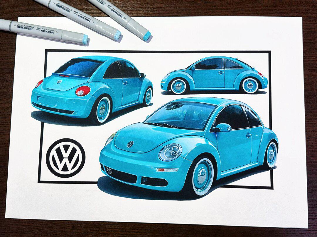 这太可爱了吧!我竟然画了辆不一样的甲壳虫?