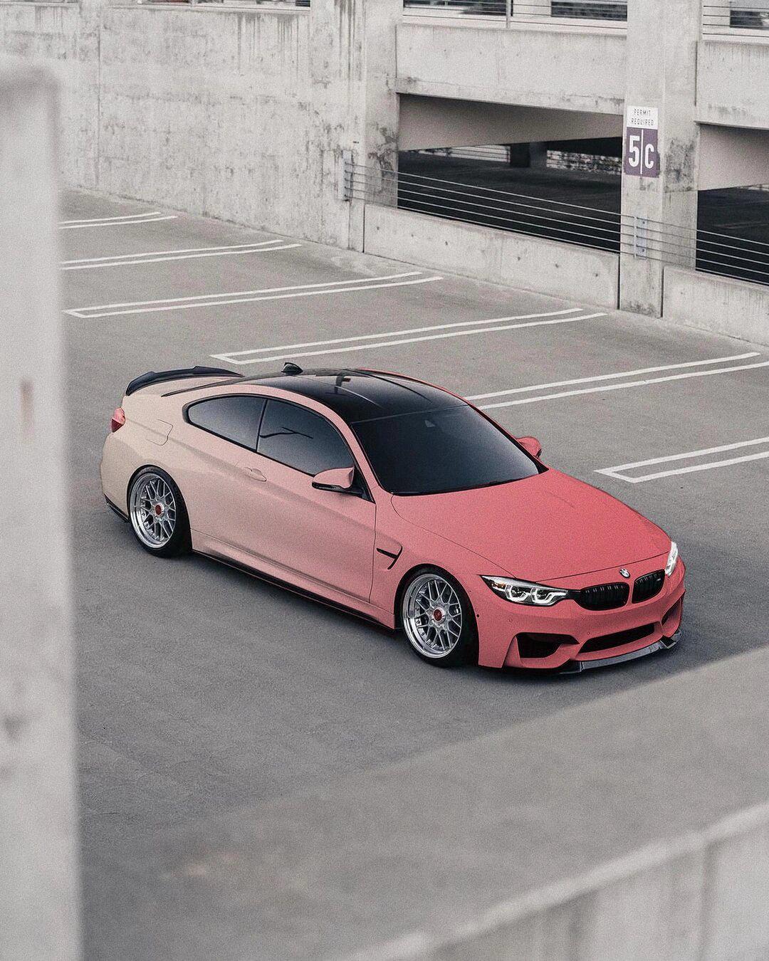 姐妹们!原来粉色渐变宝马m4这么美!