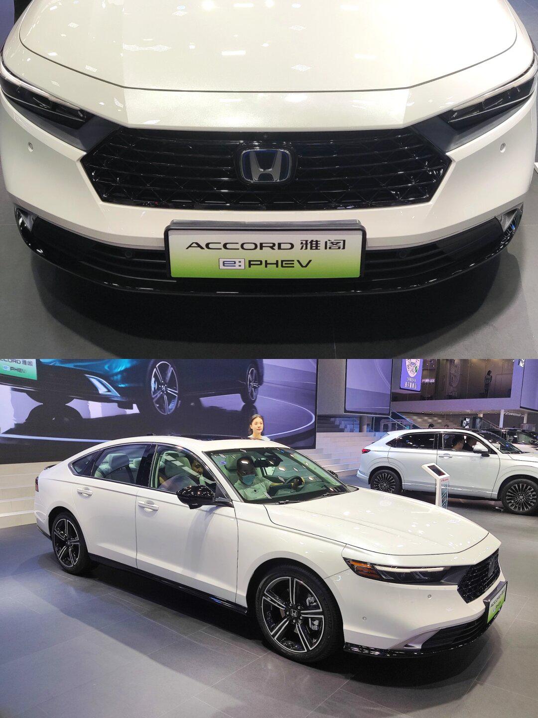 广汽本田的主舞台拍到一台白色插混版雅阁