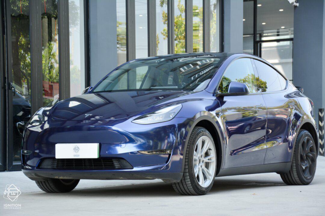 改色计划 特斯拉 丹泉石蓝改色贴膜案例