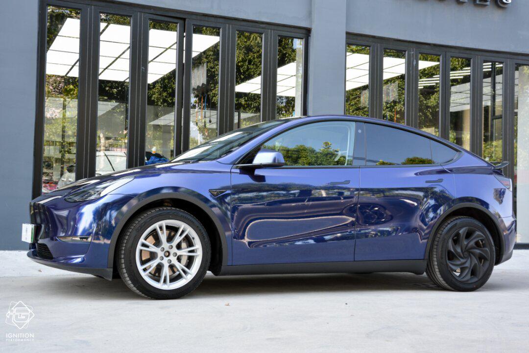 改色计划 特斯拉 丹泉石蓝改色贴膜案例