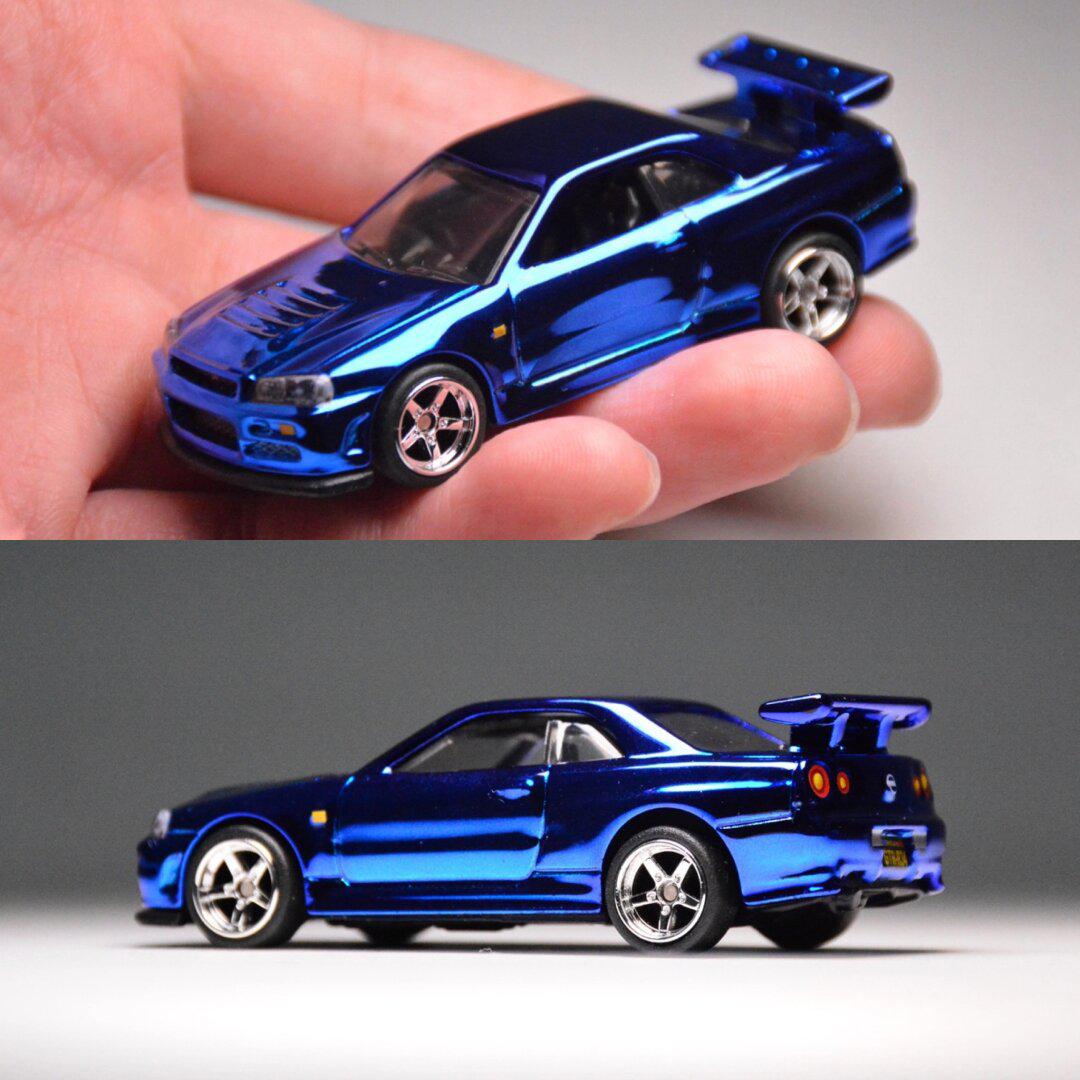 风火轮改装|rlc蓝色尼桑r34 gtr