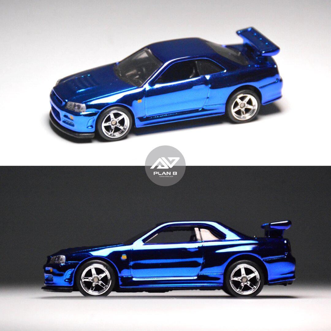 风火轮改装|rlc蓝色尼桑r34 gtr