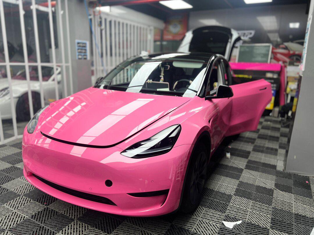 特斯拉y贴膜改色 cys白金亮粉