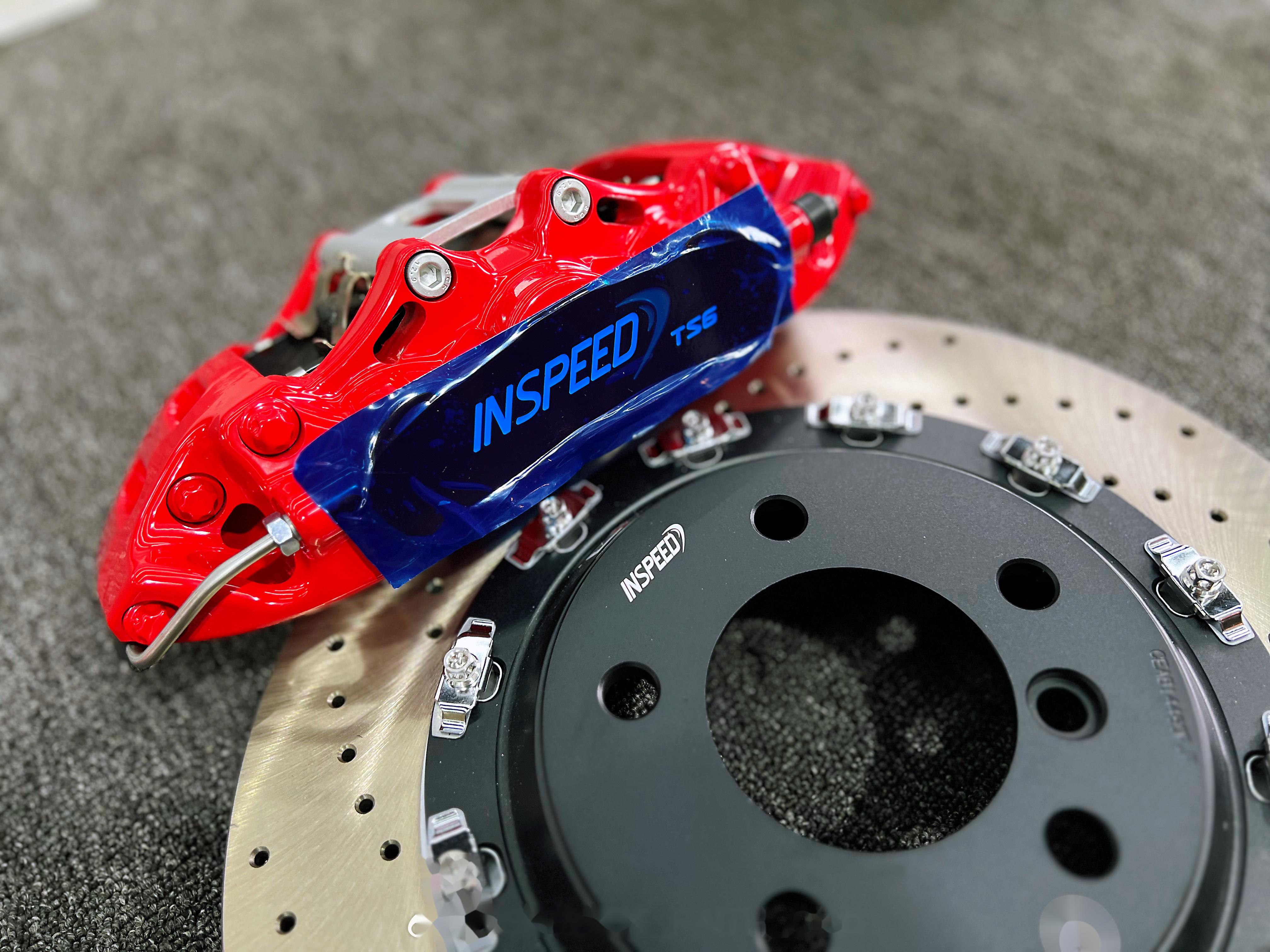 宝马320i刹车升级: inspeed ts6六活塞, 分体锻造卡钳 浮动碟