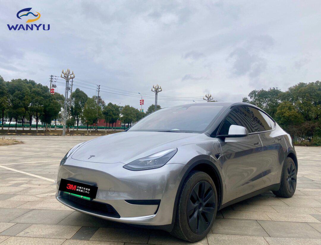 银色系最受欢迎改色方案93 特斯拉modely贴完3m隔热膜后妥妥安排