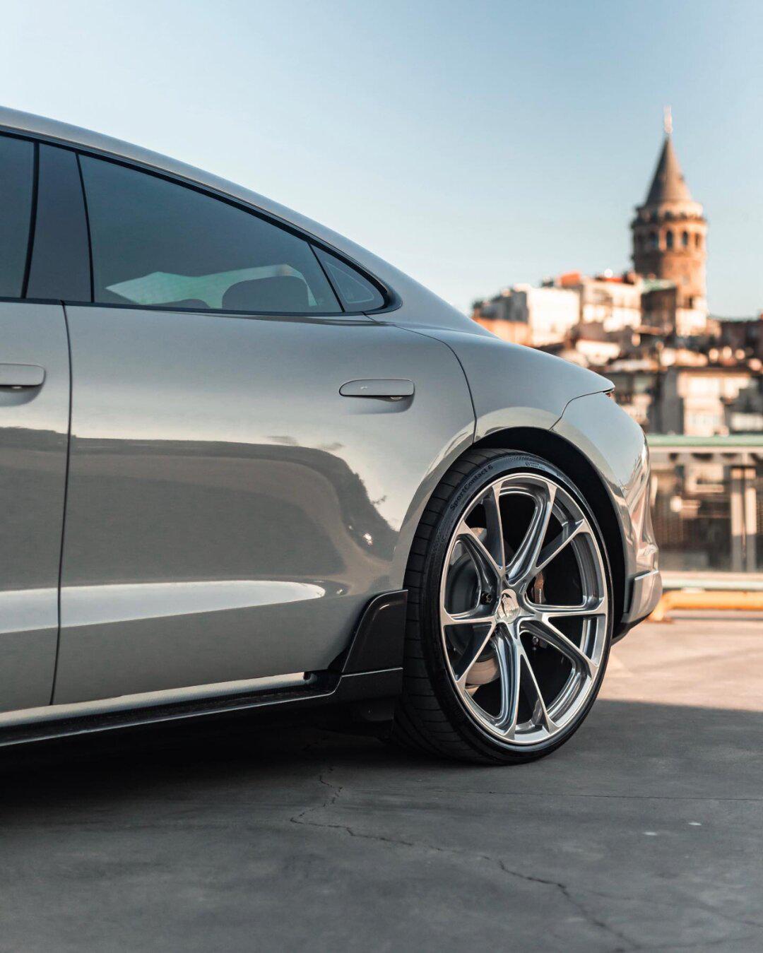 适用于保时捷taycan改装泰赫雅特小包围techart碳纤维前唇后唇尾翼