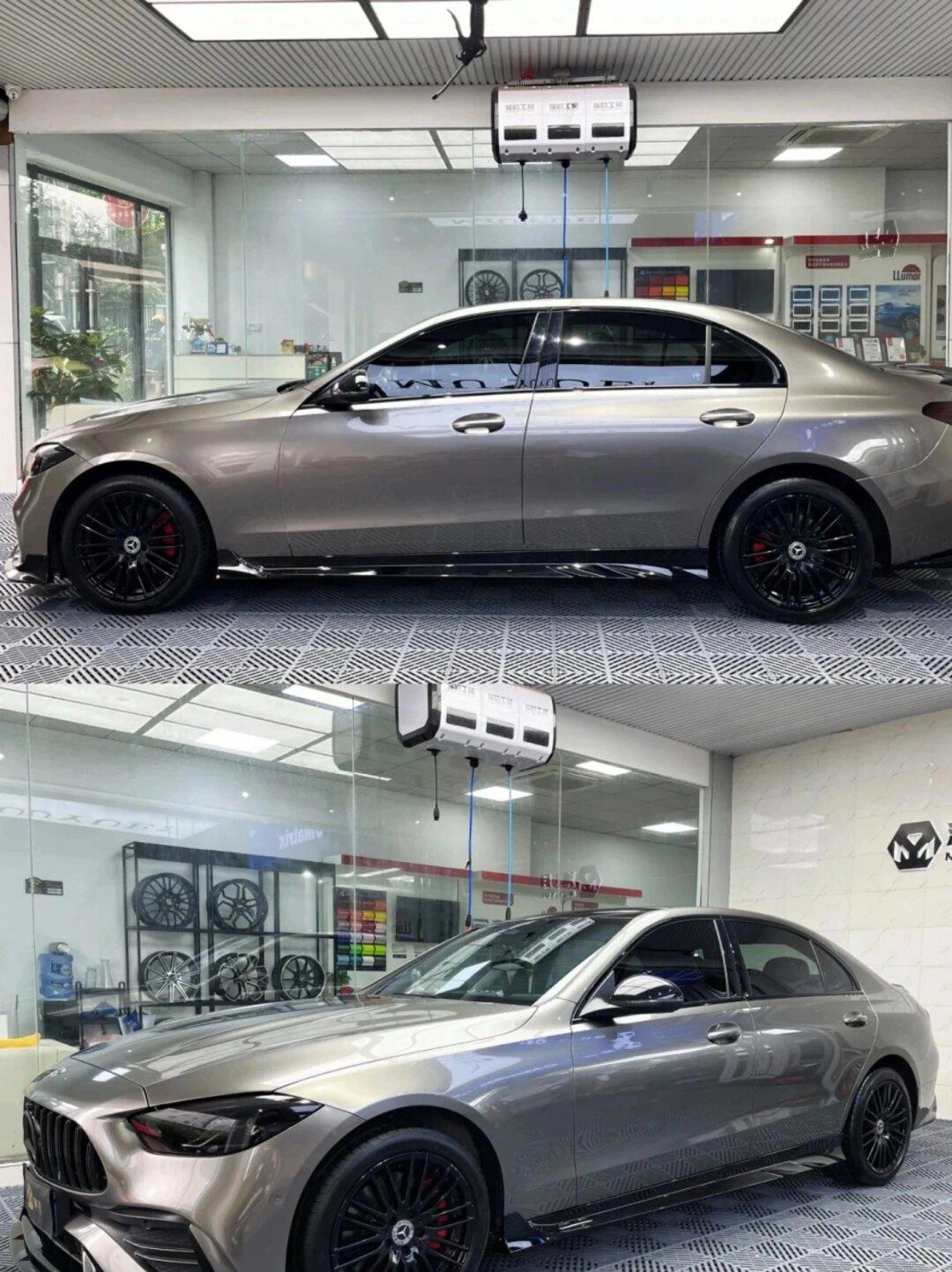 奔驰c260l这样改装贴膜小姐姐争着坐你车