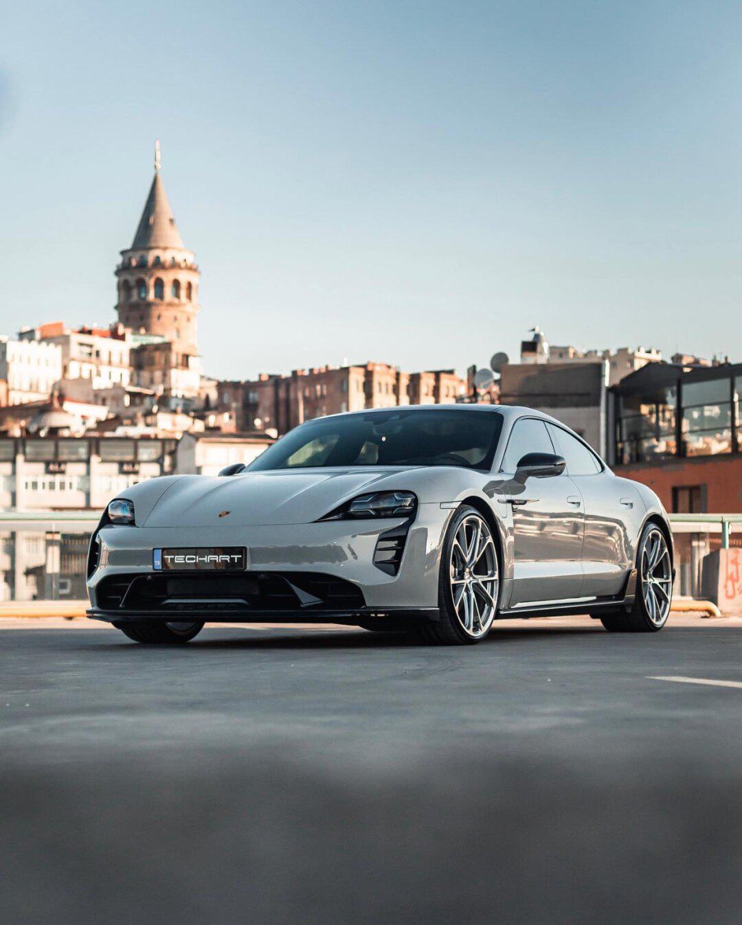 适用于保时捷taycan改装泰赫雅特小包围techart碳纤维前唇后唇尾翼