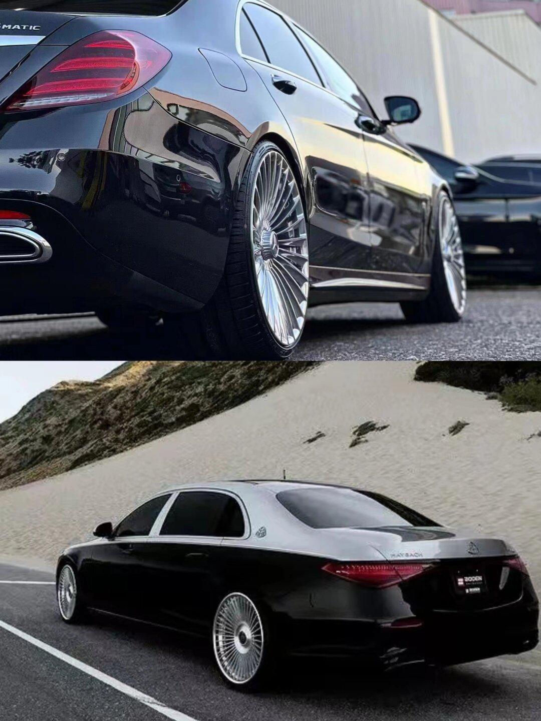 奔驰s级 迈巴赫轮毂 简直不要太帅静态行驶