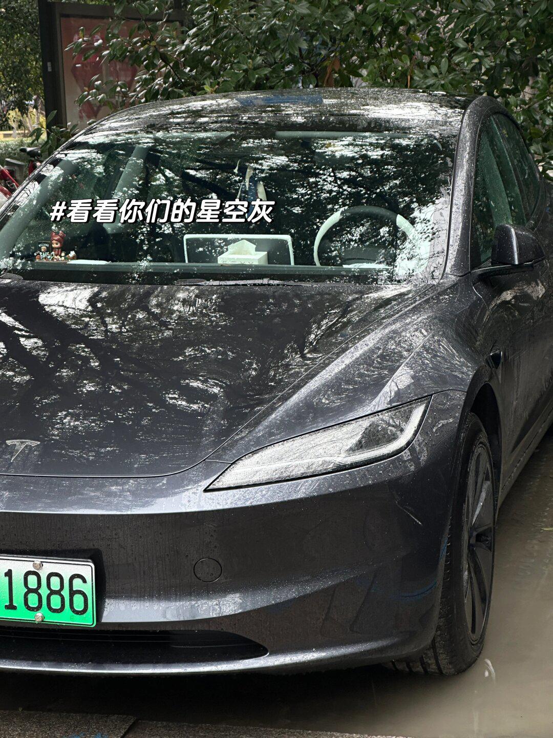 女孩子开特斯拉星空灰简直太酷了99
