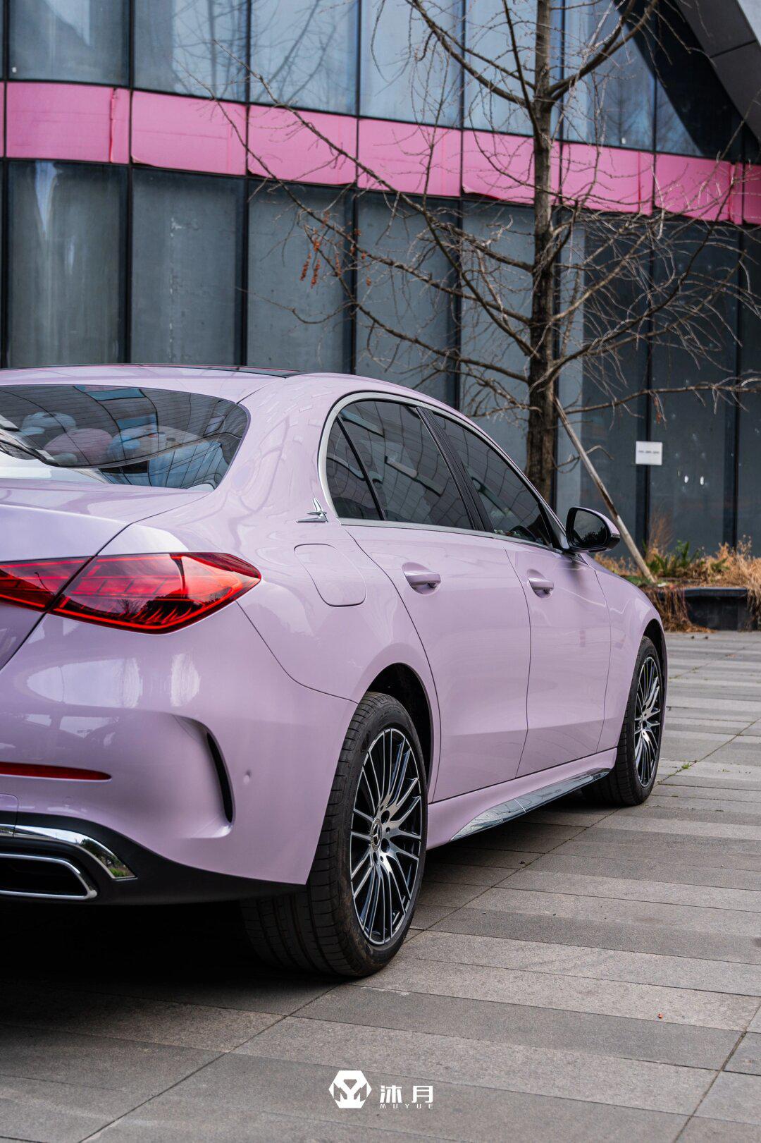 奔驰新c260l #muyue沐月 改色:迷雾灰紫90 这种灰调的浅紫色真的氛