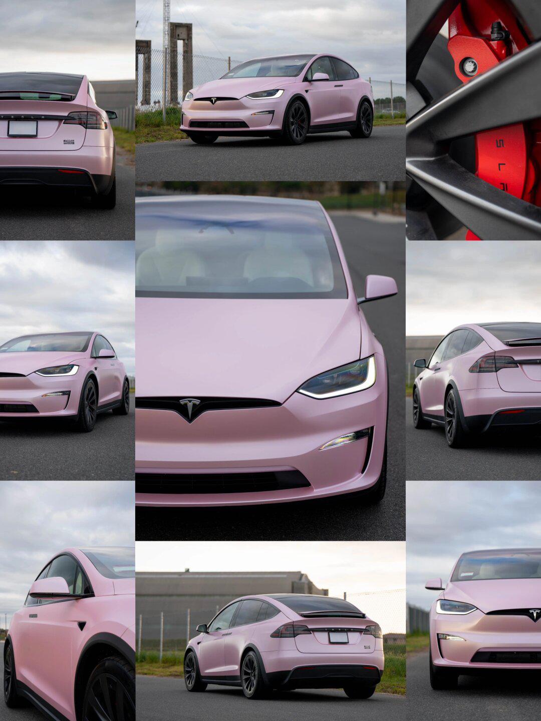 特斯拉 model x 电光金属樱花粉96 丨改色膜